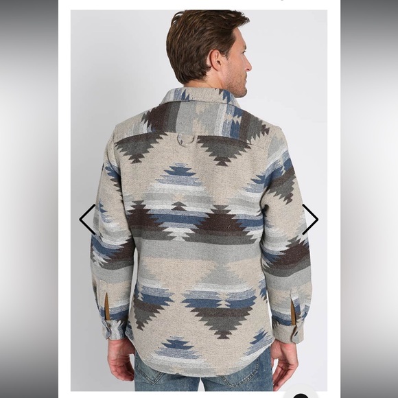 Jachs Men’s Tan Aztec Sherpa Lined Wool Blend Jacket Shacket - Picture 16 of 16